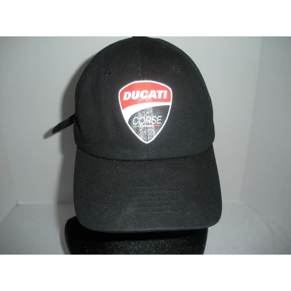 Ducati Corse Black Adjustable Strapback Baseball Cap Hat Racing Logo C1463-BLK
